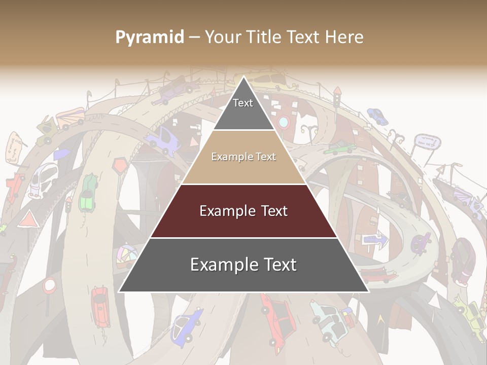 A Large Group Of Cars Driving Over A Bridge PowerPoint Template