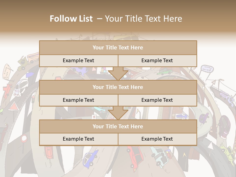 A Large Group Of Cars Driving Over A Bridge PowerPoint Template
