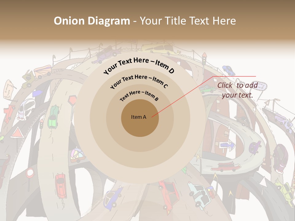 A Large Group Of Cars Driving Over A Bridge PowerPoint Template