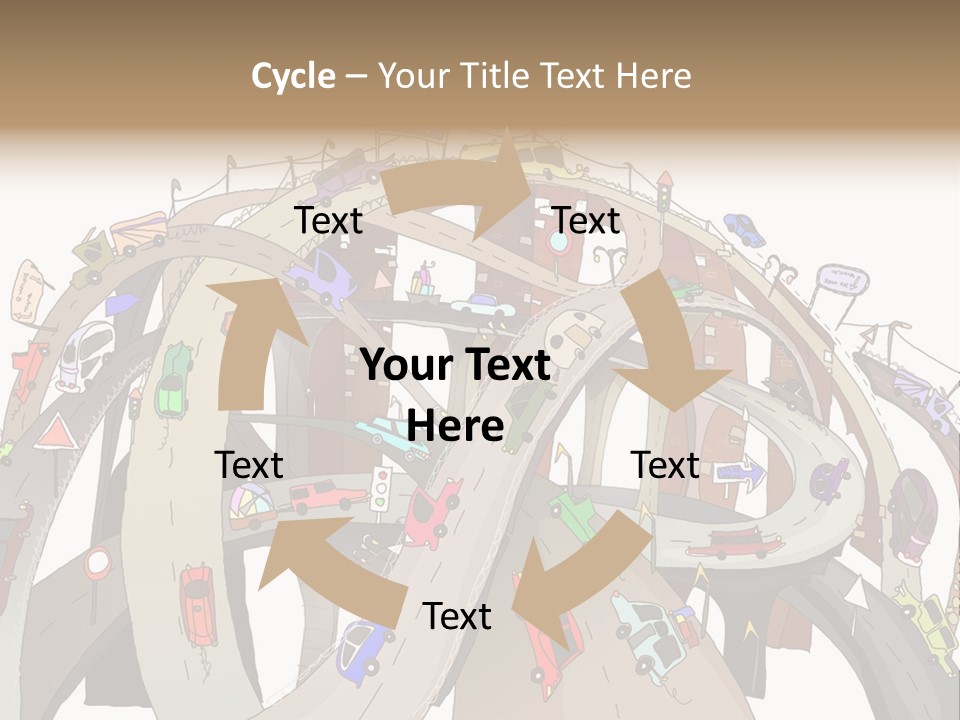 A Large Group Of Cars Driving Over A Bridge PowerPoint Template