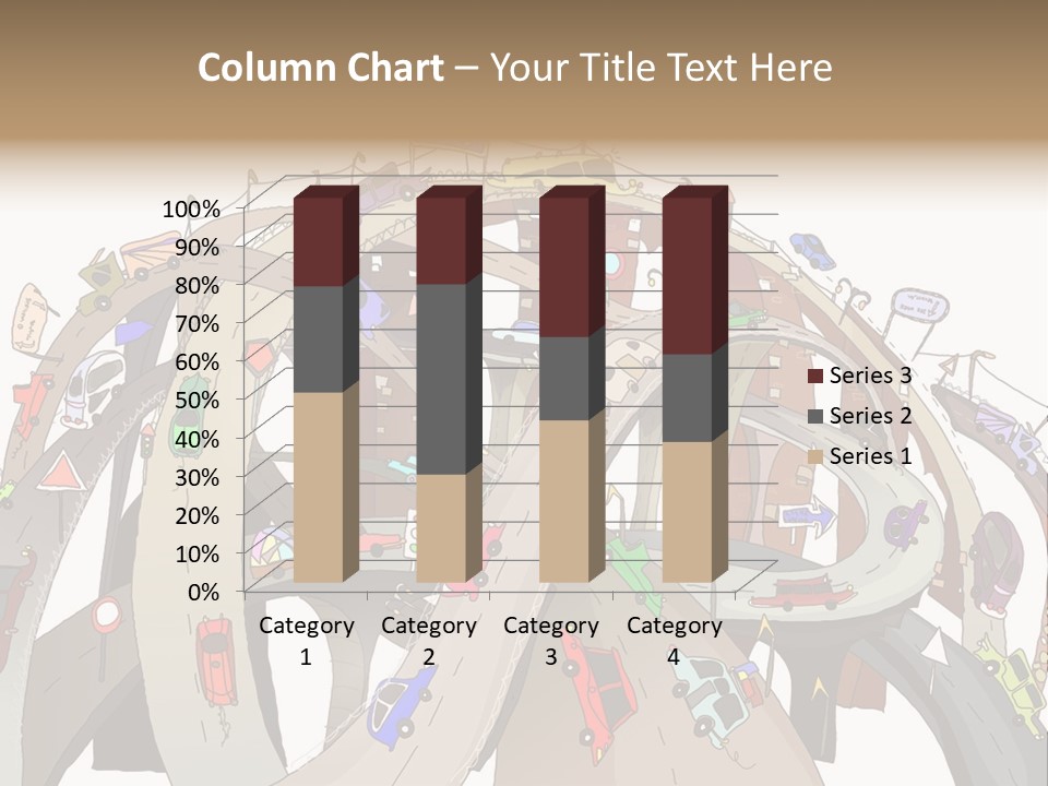 A Large Group Of Cars Driving Over A Bridge PowerPoint Template
