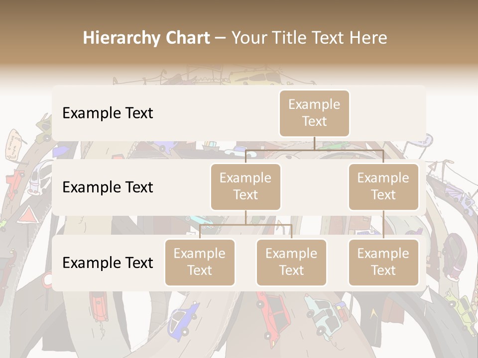 A Large Group Of Cars Driving Over A Bridge PowerPoint Template