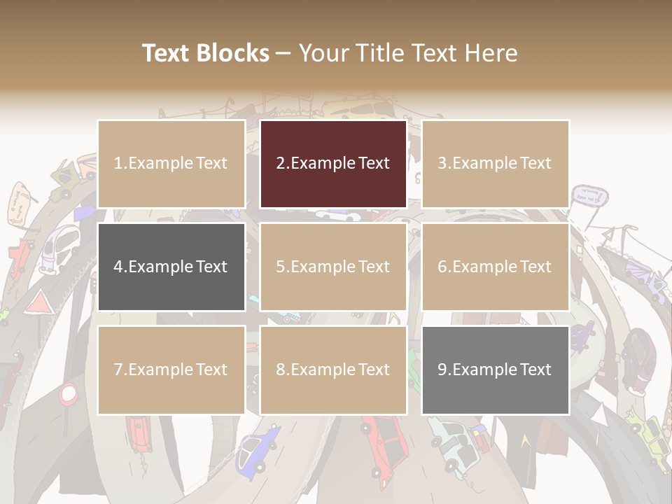 A Large Group Of Cars Driving Over A Bridge PowerPoint Template