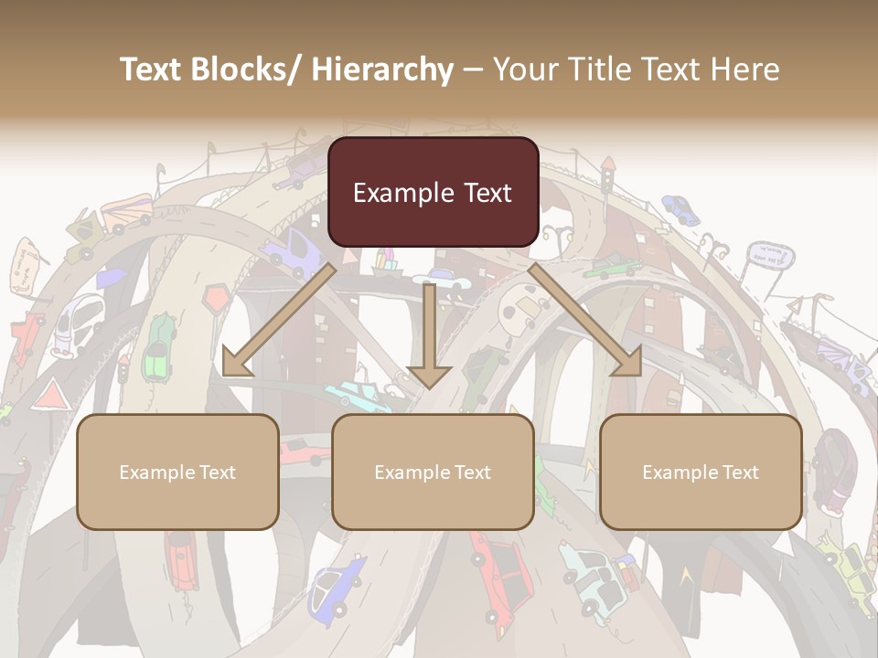 A Large Group Of Cars Driving Over A Bridge PowerPoint Template