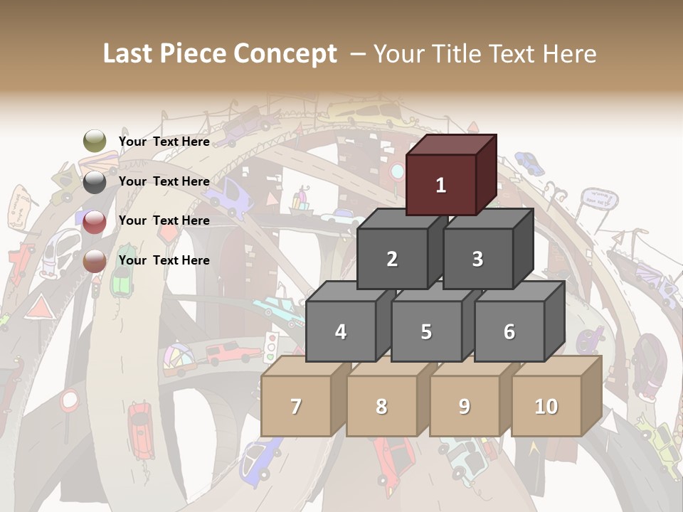 A Large Group Of Cars Driving Over A Bridge PowerPoint Template