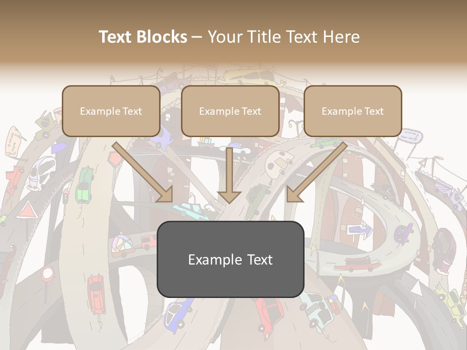 A Large Group Of Cars Driving Over A Bridge PowerPoint Template