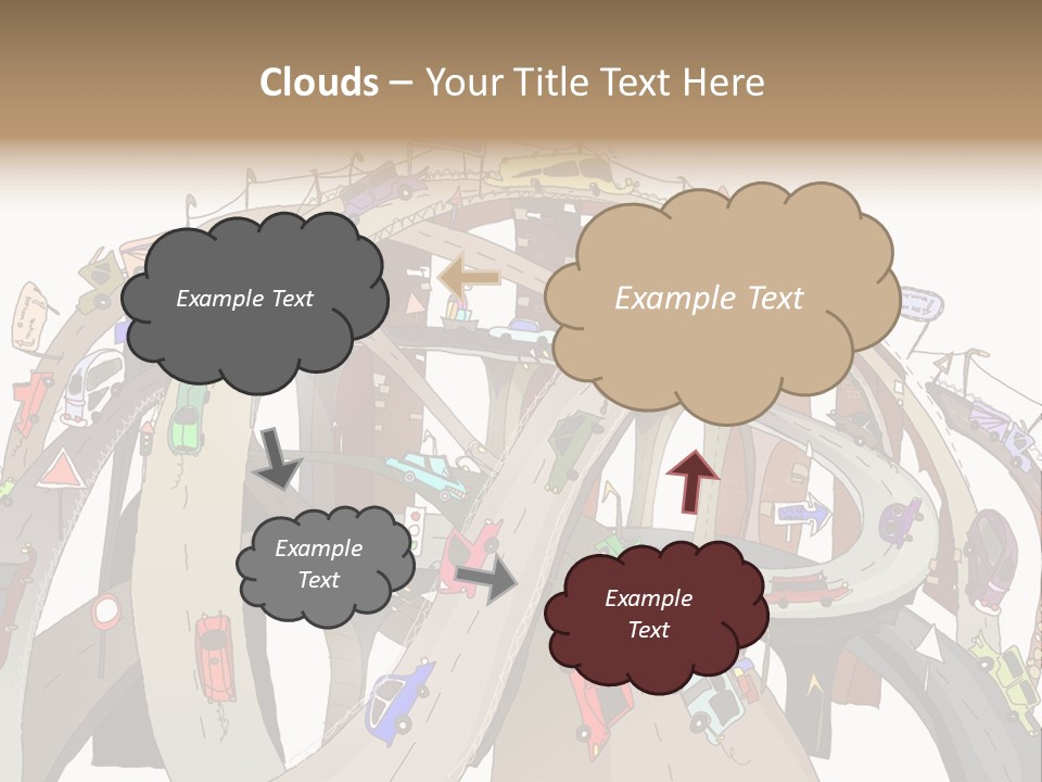 A Large Group Of Cars Driving Over A Bridge PowerPoint Template