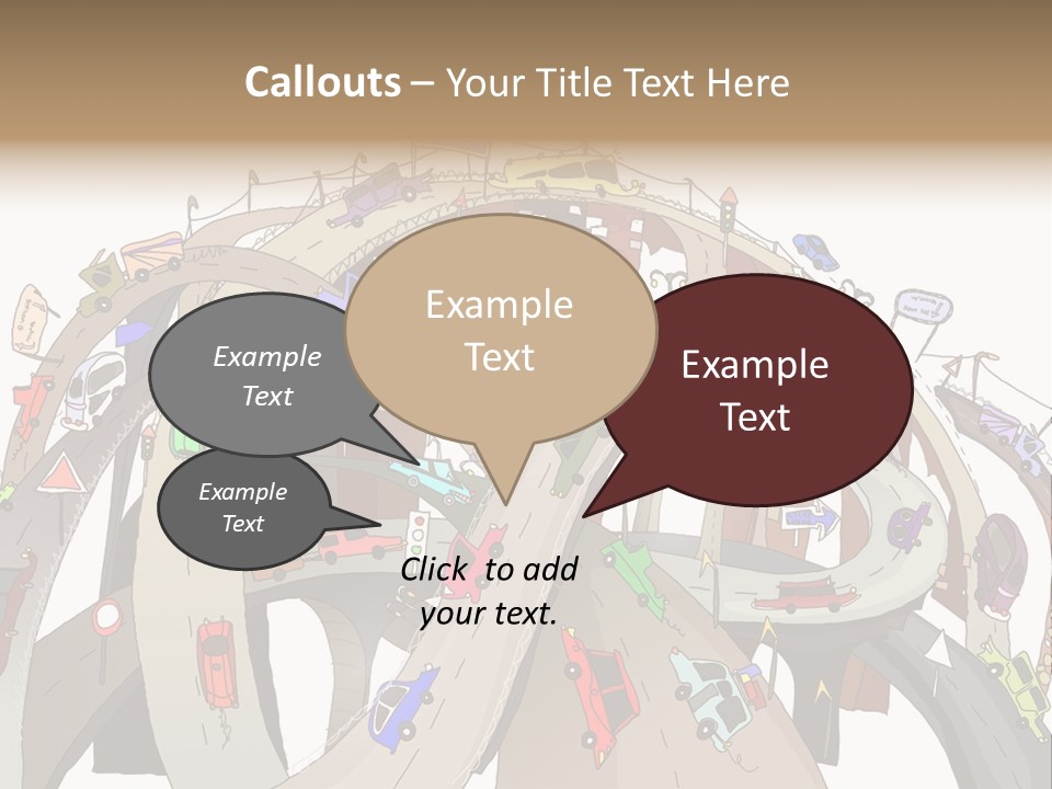 A Large Group Of Cars Driving Over A Bridge PowerPoint Template