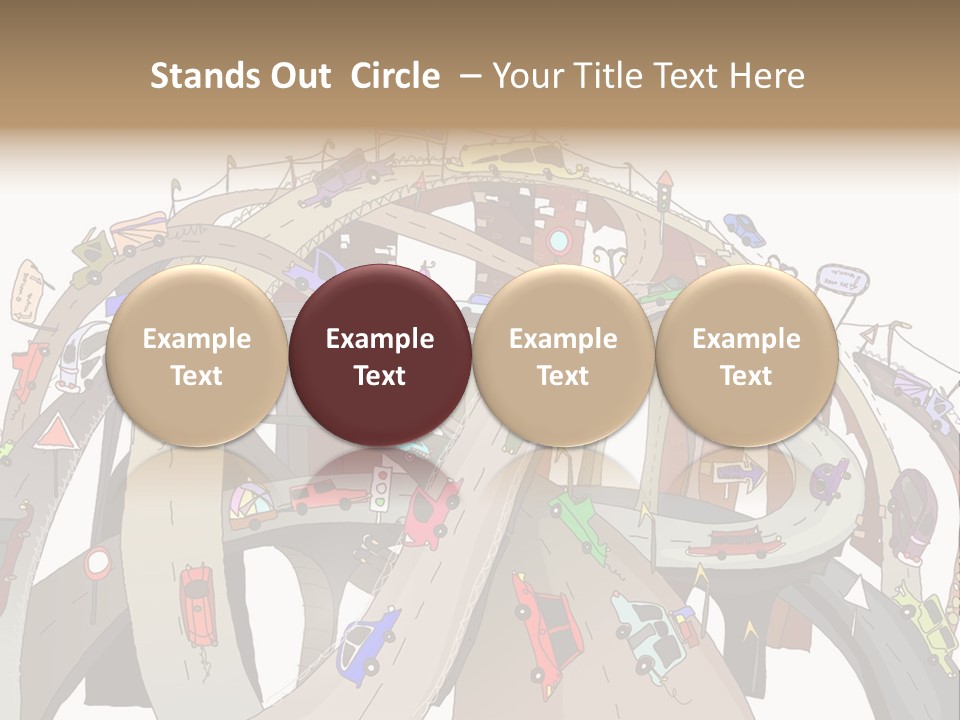 A Large Group Of Cars Driving Over A Bridge PowerPoint Template