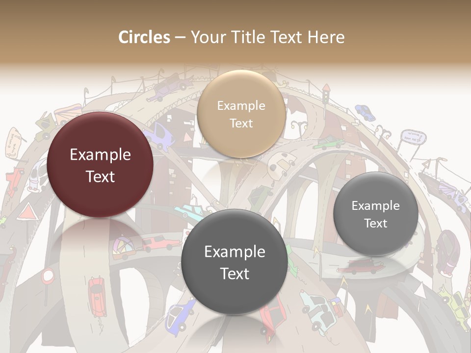 A Large Group Of Cars Driving Over A Bridge PowerPoint Template