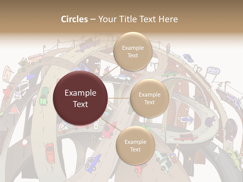 A Large Group Of Cars Driving Over A Bridge PowerPoint Template