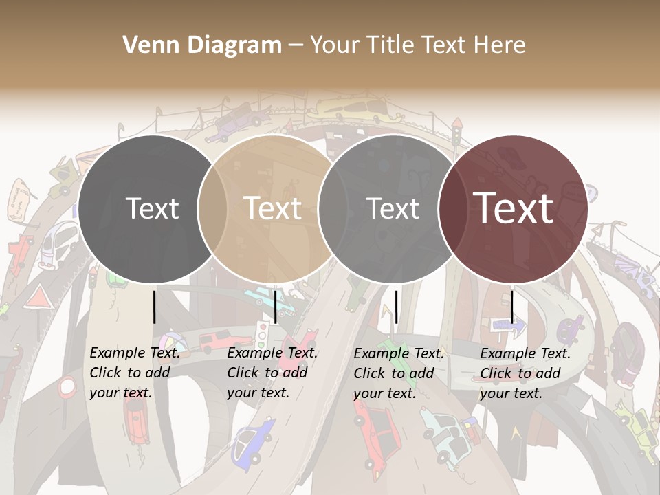 A Large Group Of Cars Driving Over A Bridge PowerPoint Template