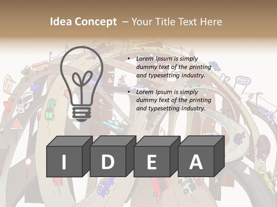 A Large Group Of Cars Driving Over A Bridge PowerPoint Template