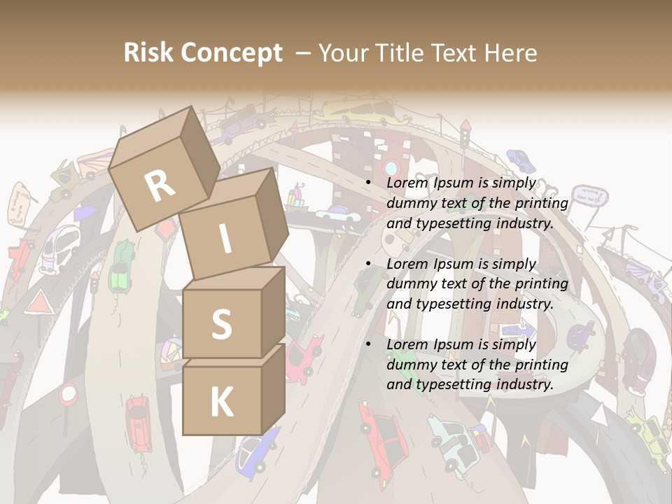 A Large Group Of Cars Driving Over A Bridge PowerPoint Template