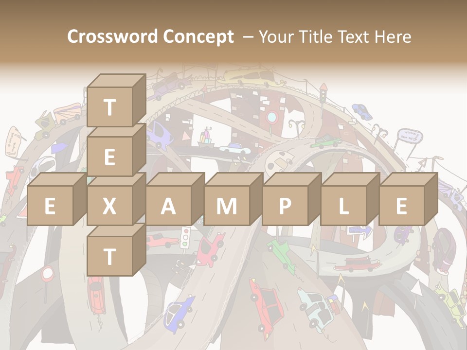 A Large Group Of Cars Driving Over A Bridge PowerPoint Template