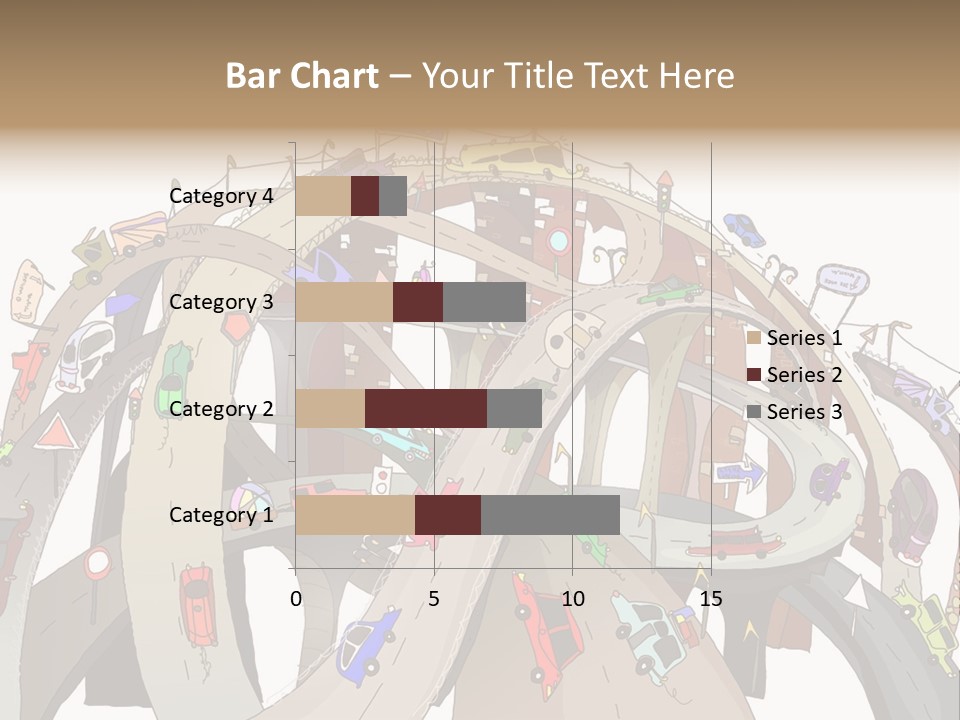 A Large Group Of Cars Driving Over A Bridge PowerPoint Template