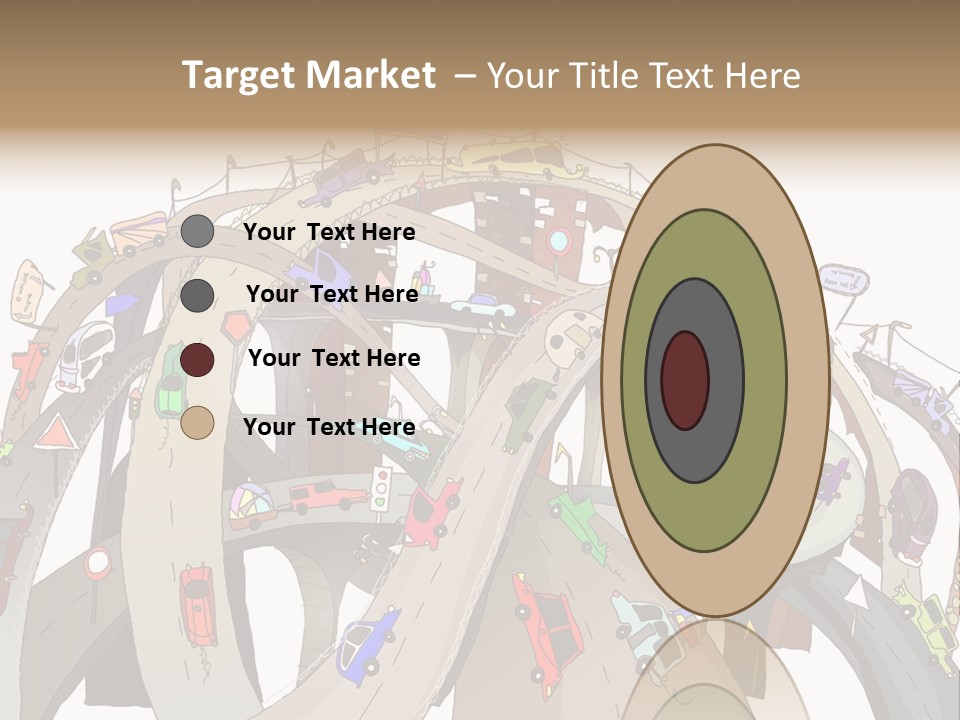 A Large Group Of Cars Driving Over A Bridge PowerPoint Template