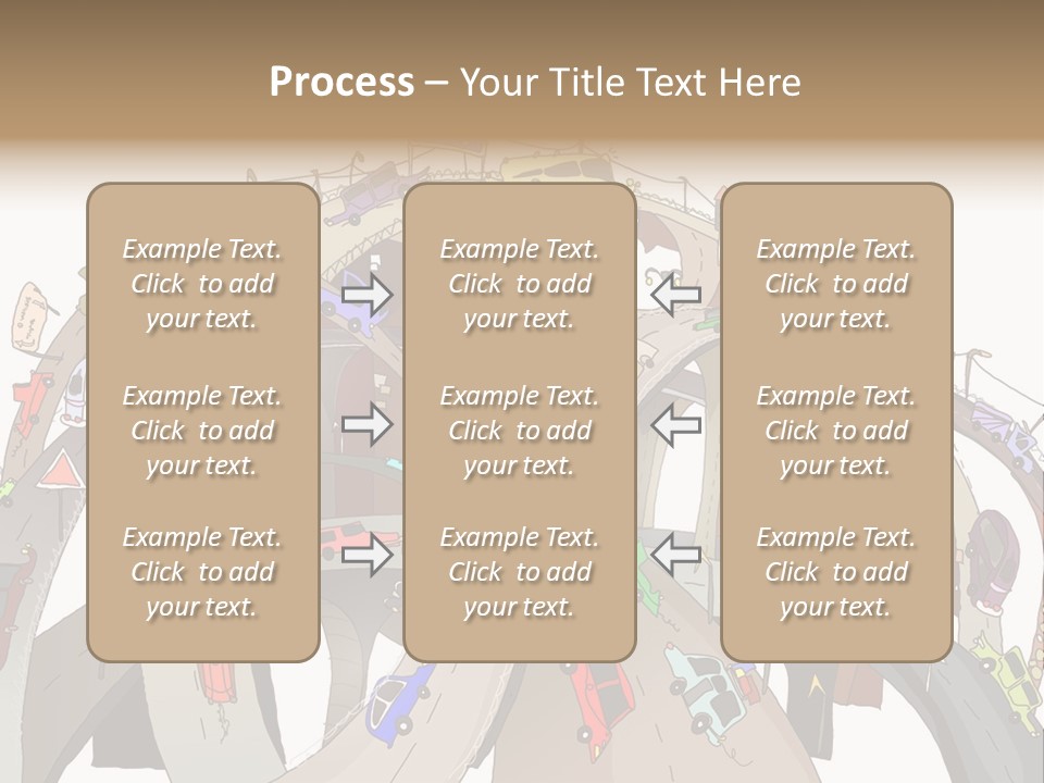 A Large Group Of Cars Driving Over A Bridge PowerPoint Template