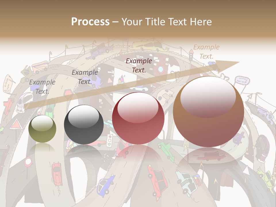 A Large Group Of Cars Driving Over A Bridge PowerPoint Template