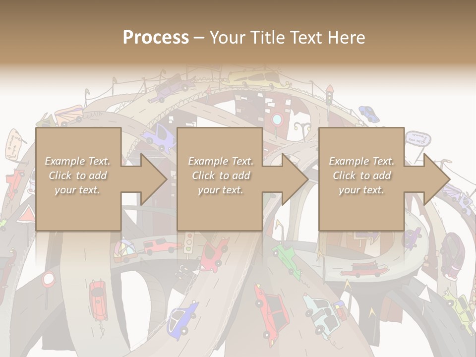 A Large Group Of Cars Driving Over A Bridge PowerPoint Template