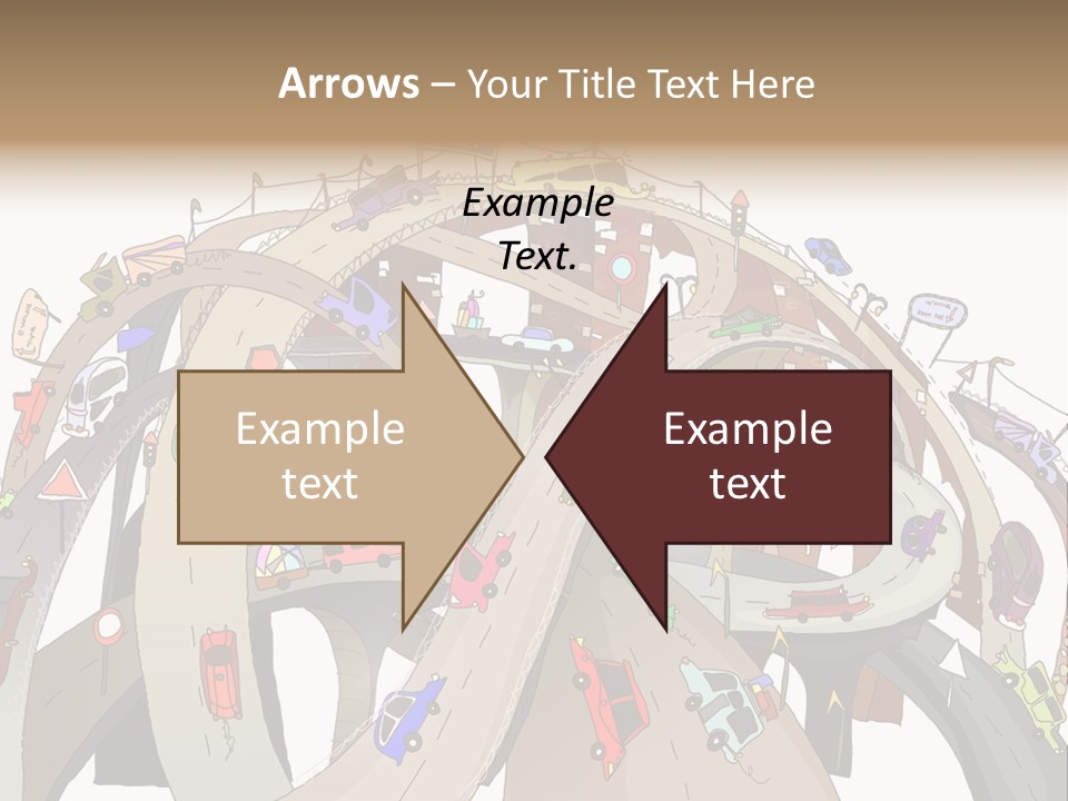 A Large Group Of Cars Driving Over A Bridge PowerPoint Template