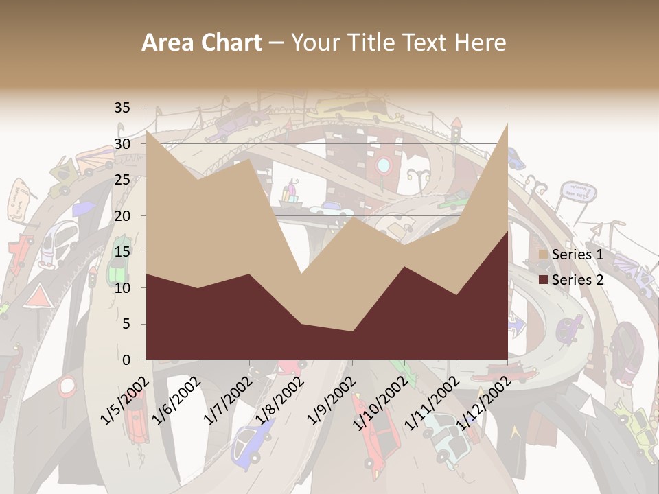 A Large Group Of Cars Driving Over A Bridge PowerPoint Template