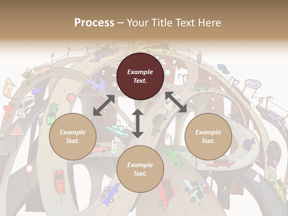 A Large Group Of Cars Driving Over A Bridge PowerPoint Template