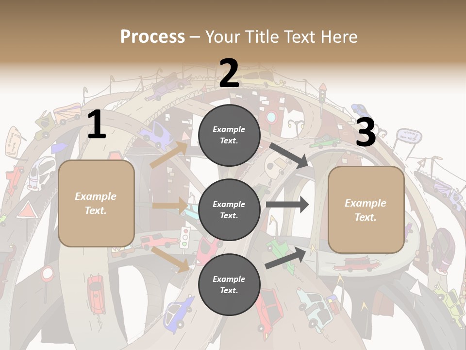 A Large Group Of Cars Driving Over A Bridge PowerPoint Template