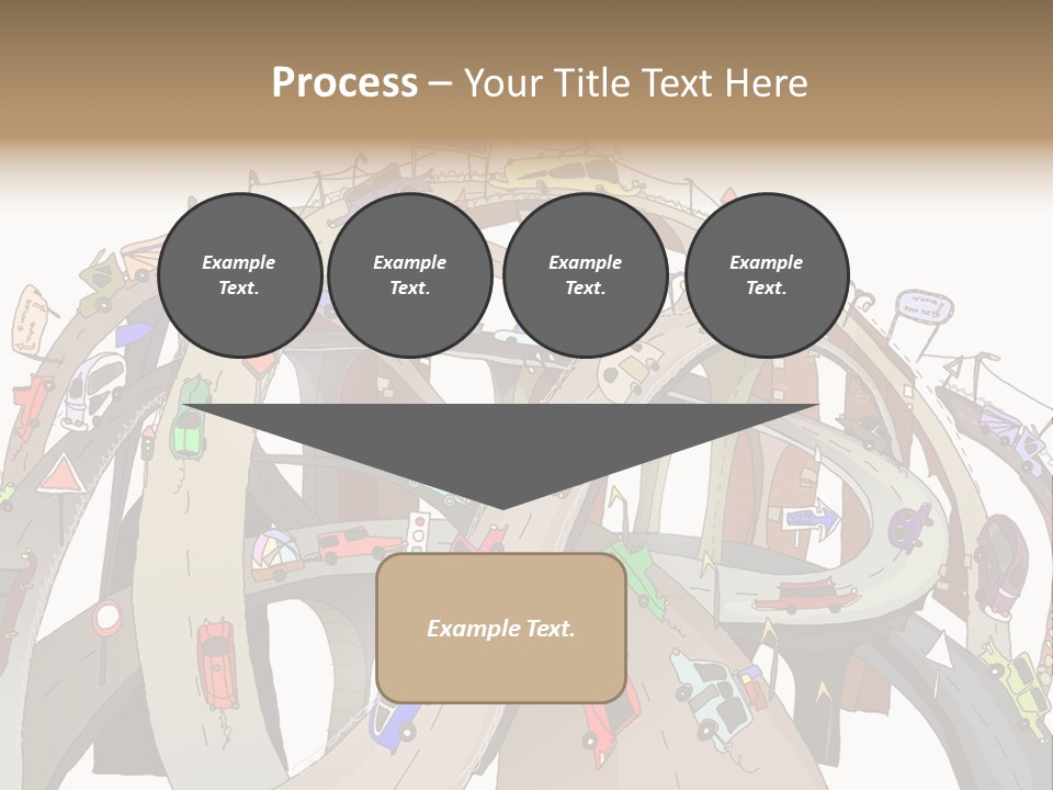 A Large Group Of Cars Driving Over A Bridge PowerPoint Template