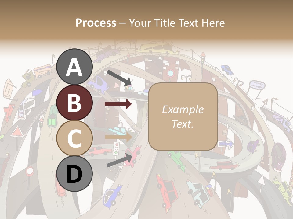 A Large Group Of Cars Driving Over A Bridge PowerPoint Template