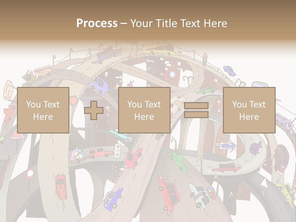 A Large Group Of Cars Driving Over A Bridge PowerPoint Template