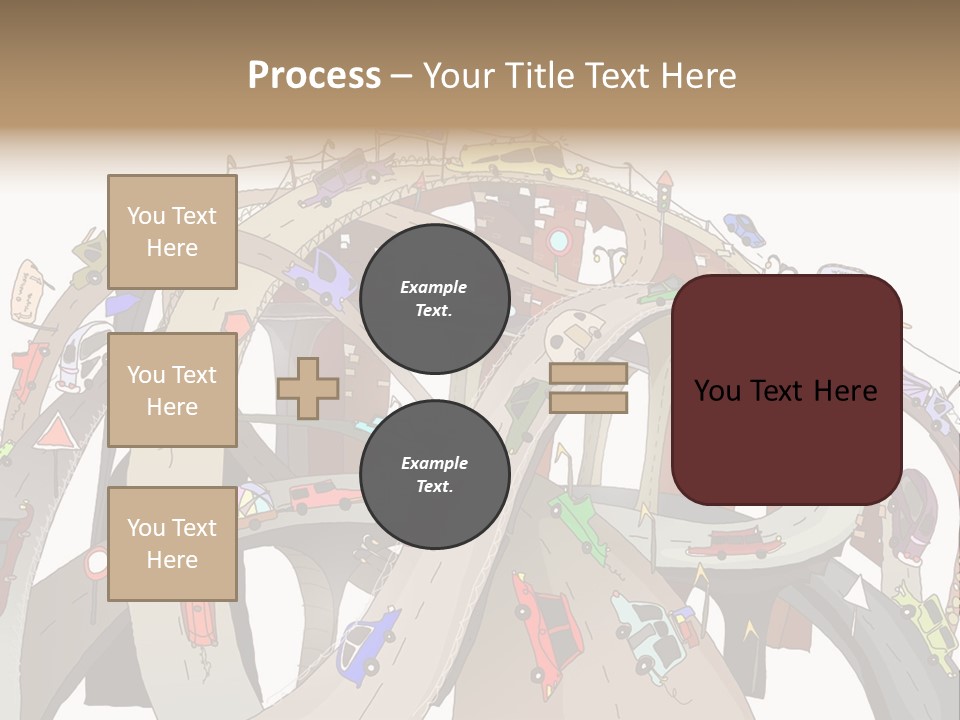 A Large Group Of Cars Driving Over A Bridge PowerPoint Template