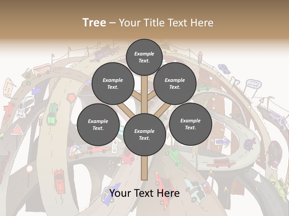 A Large Group Of Cars Driving Over A Bridge PowerPoint Template
