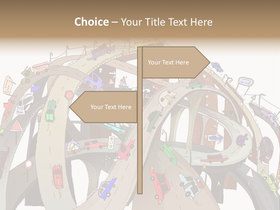 A Large Group Of Cars Driving Over A Bridge PowerPoint Template