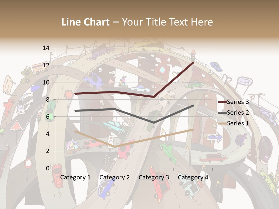 A Large Group Of Cars Driving Over A Bridge PowerPoint Template