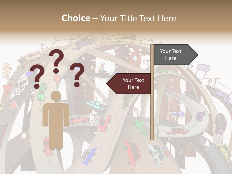 A Large Group Of Cars Driving Over A Bridge PowerPoint Template