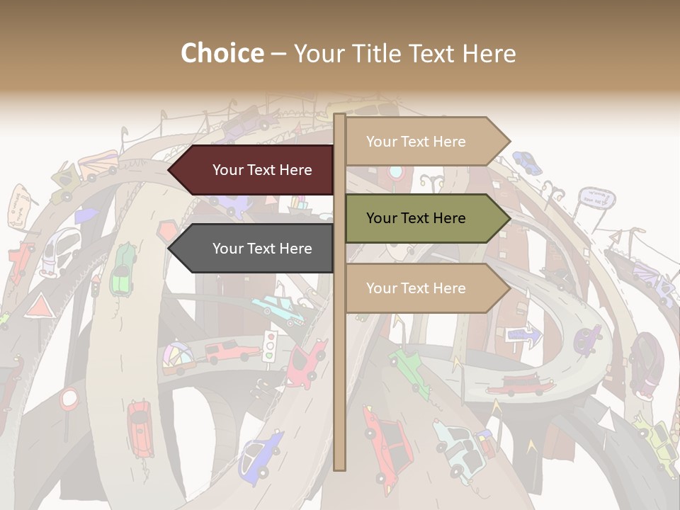 A Large Group Of Cars Driving Over A Bridge PowerPoint Template