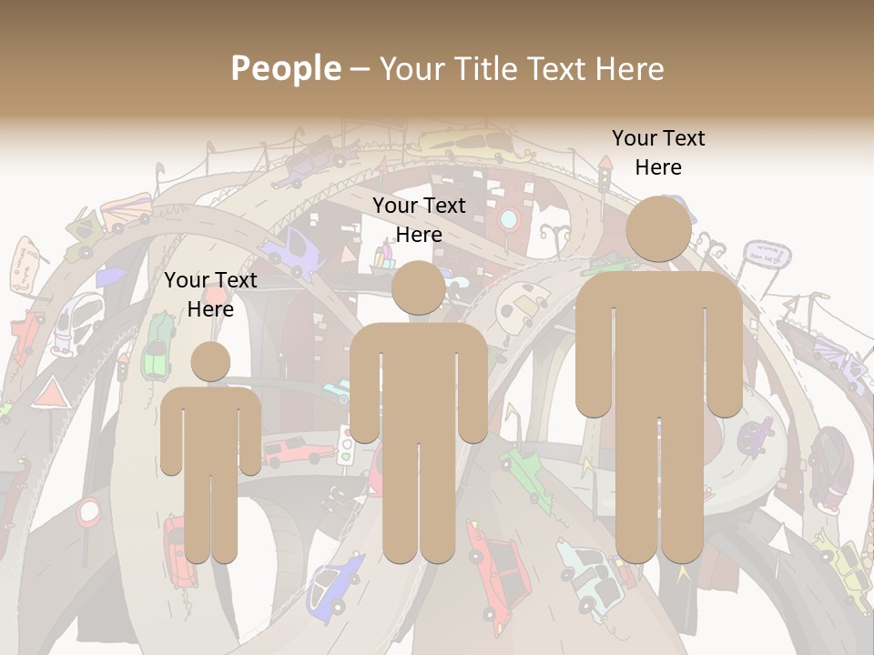 A Large Group Of Cars Driving Over A Bridge PowerPoint Template