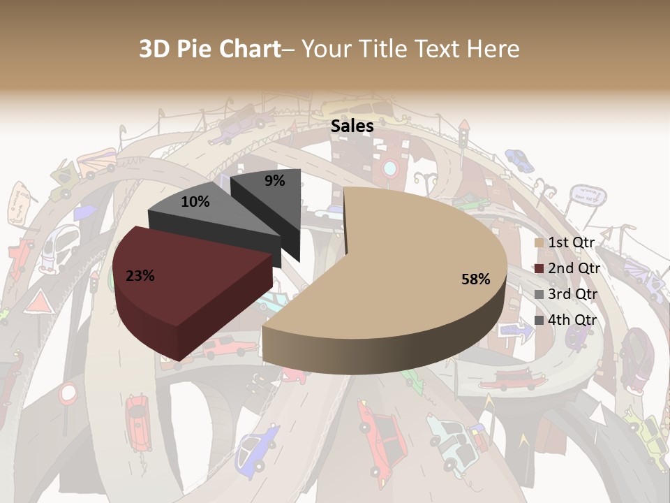 A Large Group Of Cars Driving Over A Bridge PowerPoint Template