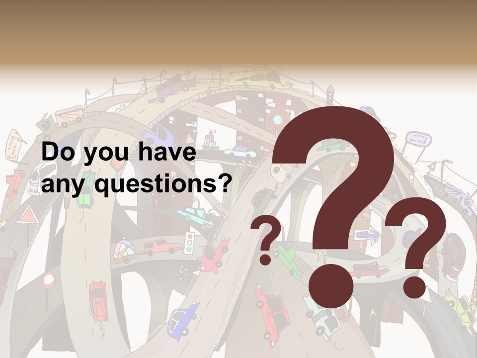 A Large Group Of Cars Driving Over A Bridge PowerPoint Template