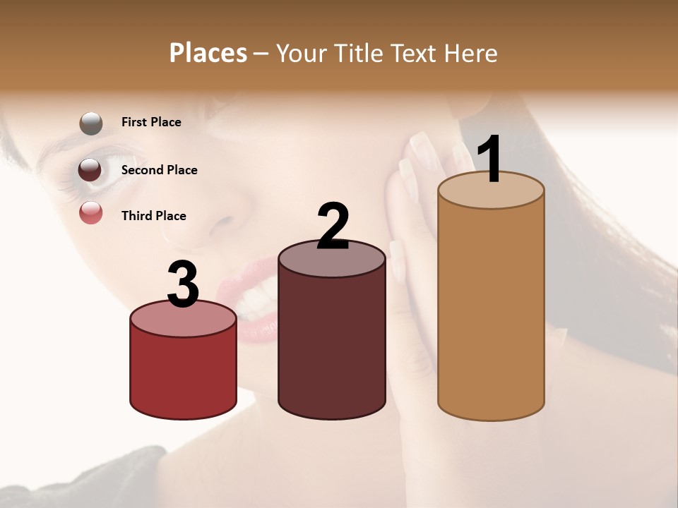 A Woman Holding Her Hand Up To Her Face PowerPoint Template