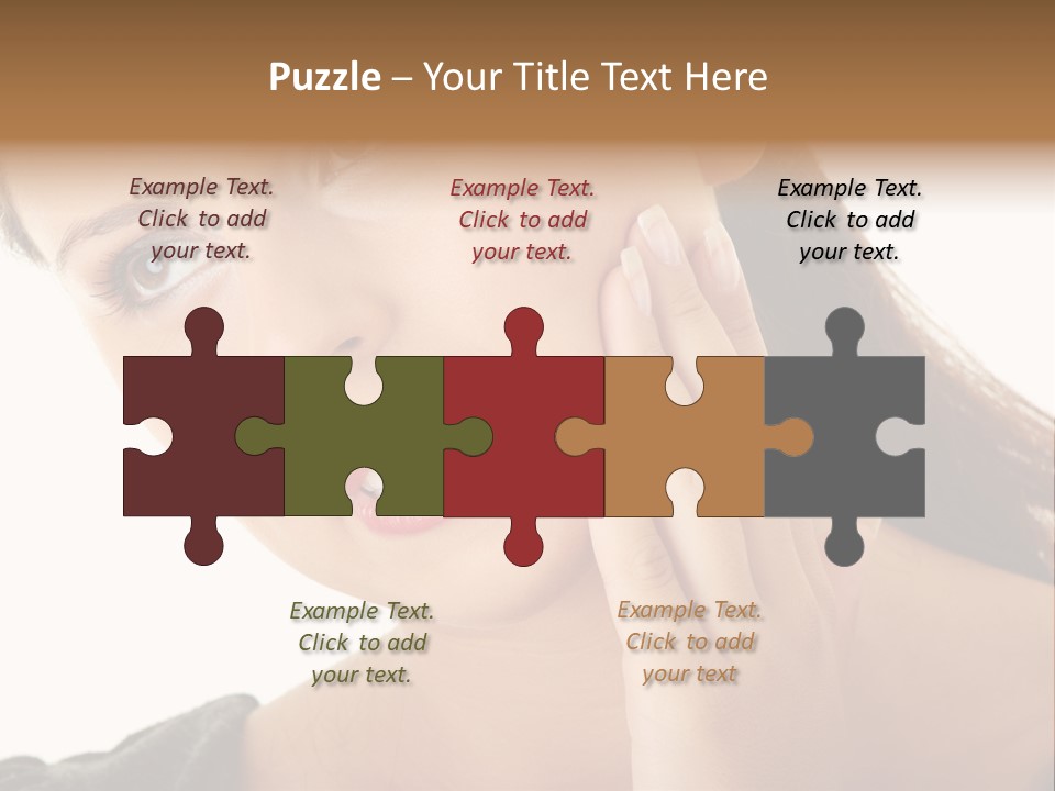 A Woman Holding Her Hand Up To Her Face PowerPoint Template