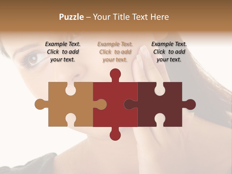 A Woman Holding Her Hand Up To Her Face PowerPoint Template