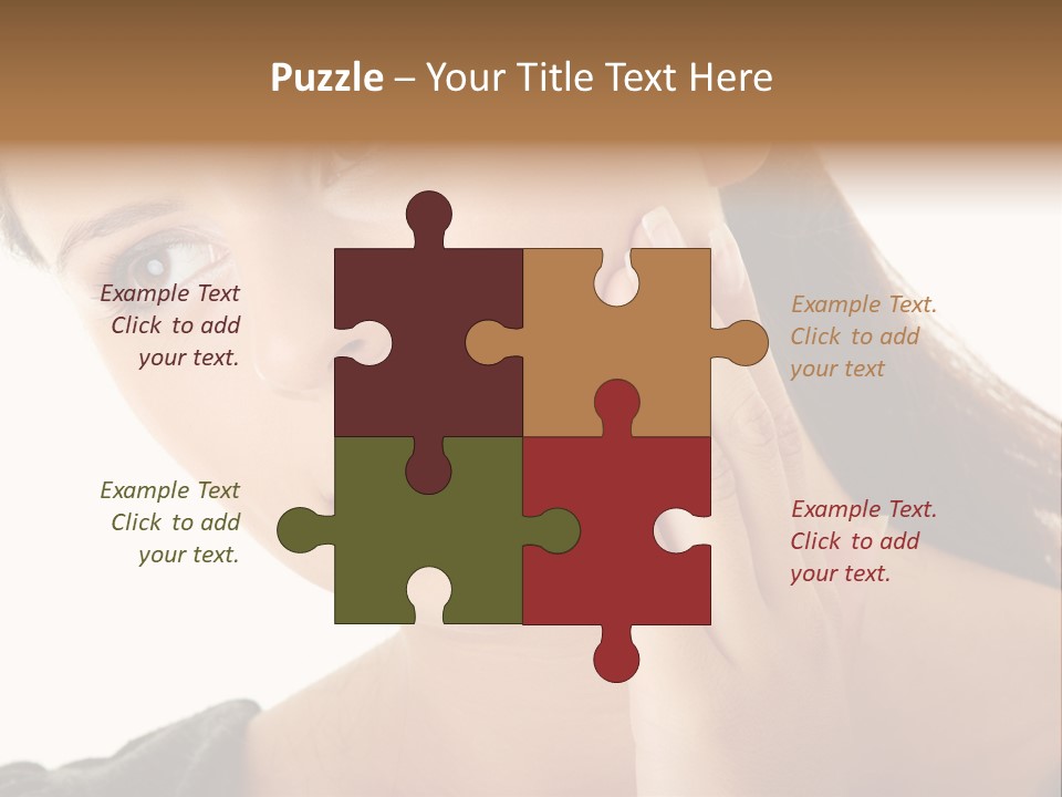 A Woman Holding Her Hand Up To Her Face PowerPoint Template