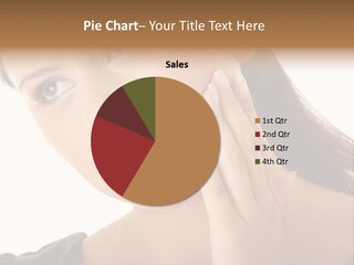 A Woman Holding Her Hand Up To Her Face PowerPoint Template