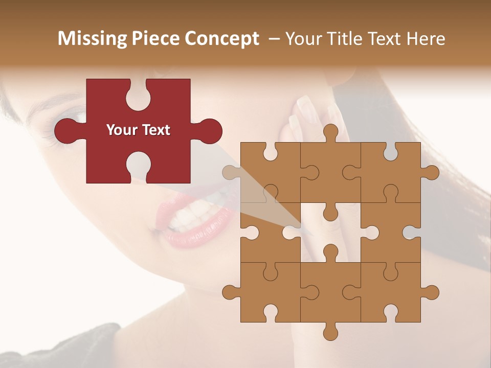 A Woman Holding Her Hand Up To Her Face PowerPoint Template