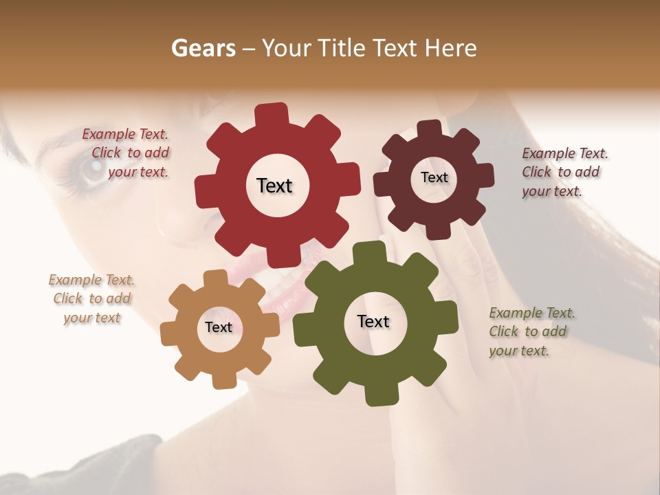 A Woman Holding Her Hand Up To Her Face PowerPoint Template