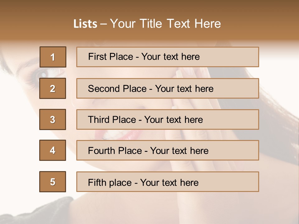 A Woman Holding Her Hand Up To Her Face PowerPoint Template