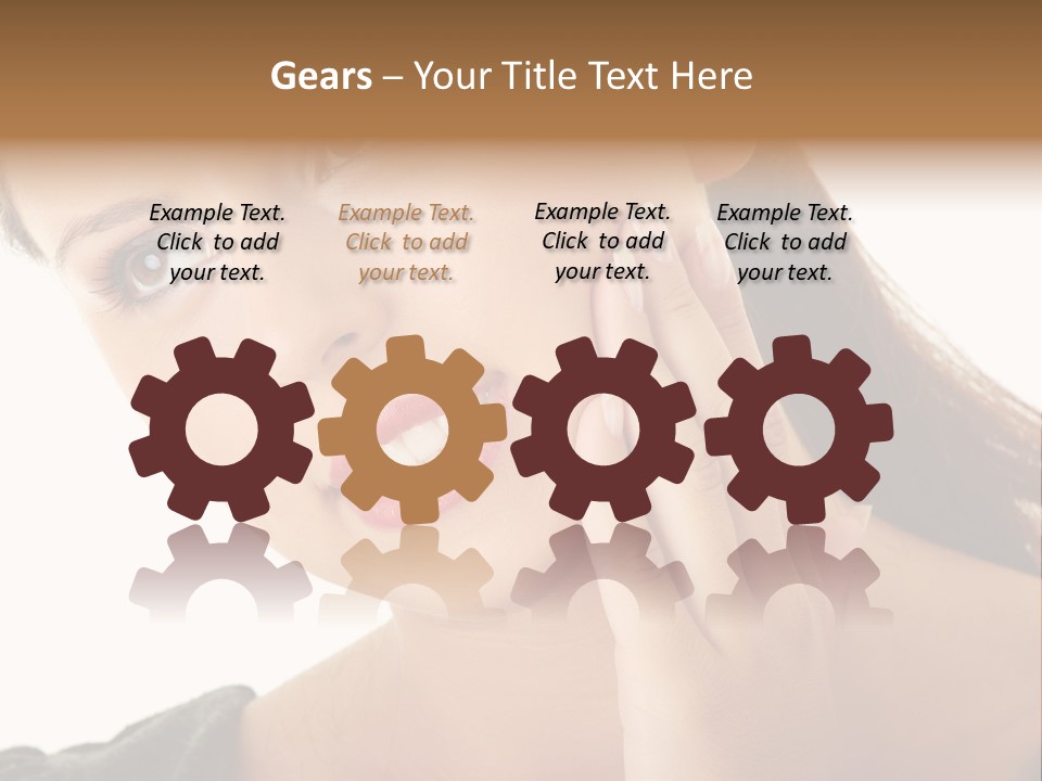 A Woman Holding Her Hand Up To Her Face PowerPoint Template