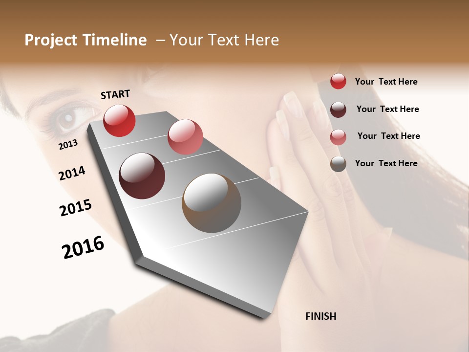 A Woman Holding Her Hand Up To Her Face PowerPoint Template